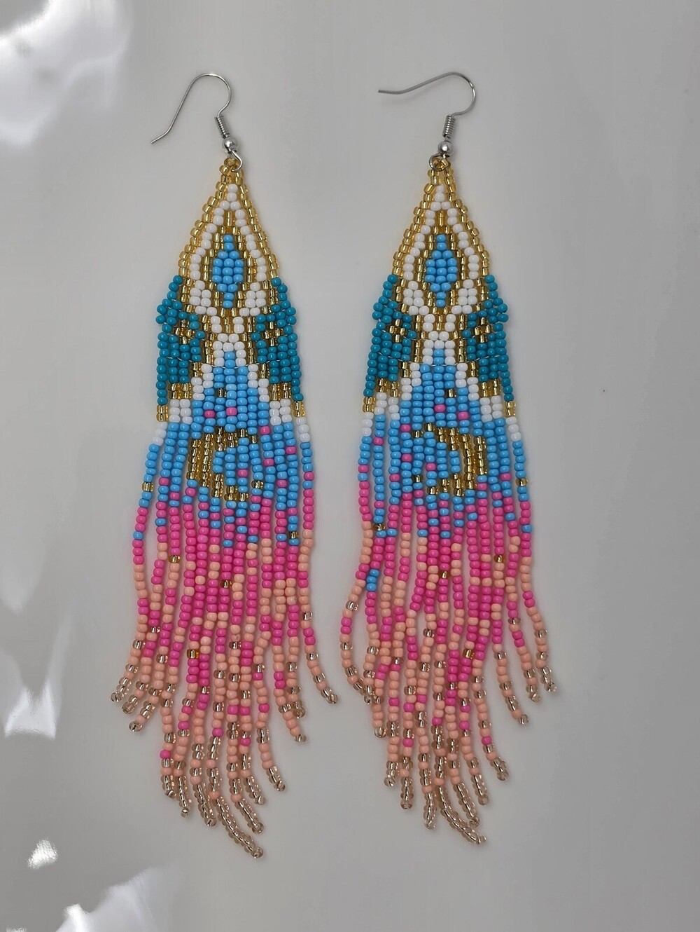 Bohemian Moon Colorful Beaded Fringe Earring